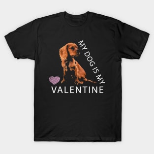 My Dog is My Valentine Pink Heart Valentine`s Day T-Shirt